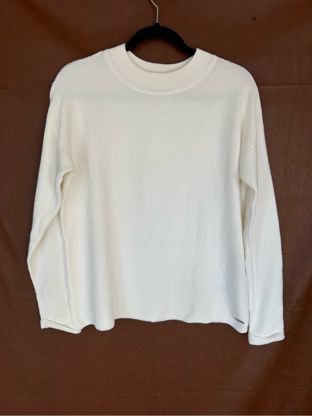Esprit Organic Blend Women’s Large Ivory Mock Neck Textured Knit Sweater